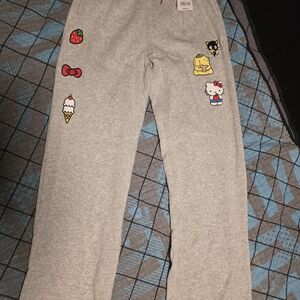 Kohl's Heather Gray Lounge Pants with Red Drawstring Hello Kitty